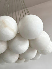 Aspen 13 Alabaster Round Modern Dining Room Light Fixtures, Living Room Chandeliers
