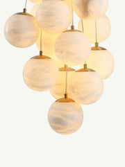 Aspen 13 Alabaster Round Modern Dining Room Light Fixtures, Living Room Chandeliers