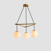 Miira Alabaster Round Modern Dining Room Light Fixtures, Living Room Chandeliers