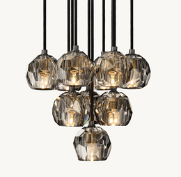 Luxury Boule De Cristal Smoke Glass Ball Round Cluster Chandelier Light 14