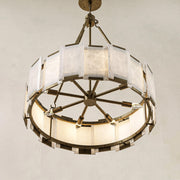 AZZURRA Alabaster Round Modern Dining Room Light Fixtures, Living Room Chandeliers