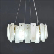 Alabaster Flakes Round Modern Dining Room Light Fixtures, Living Room Chandeliers