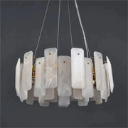 Alabaster Flakes Round Modern Dining Room Light Fixtures, Living Room Chandeliers