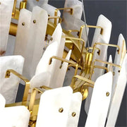 Alabaster Flakes Round Modern Dining Room Light Fixtures, Living Room Chandeliers