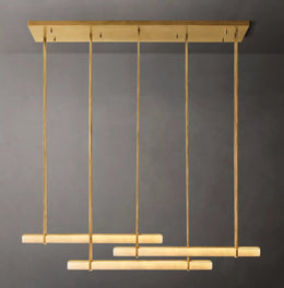 Audubon Modern Alabaster Triple Bar Linear Chandelier 72