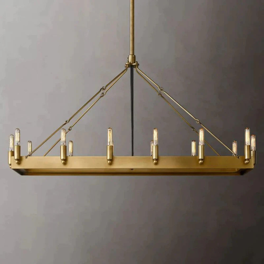 Filament Vintage Candelabra Rectangular Chandelier, Indoor Linear Lamp