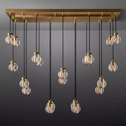 Pearl Linear Rectangle Glass Chandelier, Modern Linear Lamp for Living room