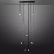 Pearl Linear Rectangle Glass Chandelier, Modern Linear Lamp for Living room