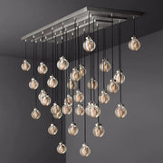 Pearl Linear Rectangle Glass Chandelier, Modern Linear Lamp for Living room