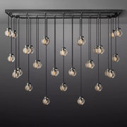 Pearl Linear Rectangle Glass Chandelier, Modern Linear Lamp for Living room