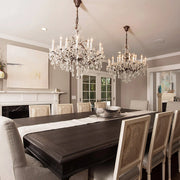 Rococo iron and crystal round chandelier