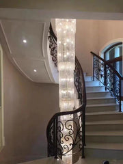 Extra Long Luxury Crystal Chandelier For Staircase / 2 Story Multi-layered Long Light Fixture