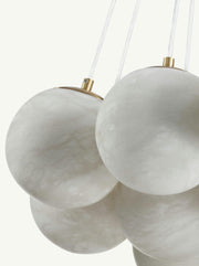 Aspen 13 Alabaster Round Modern Dining Room Light Fixtures, Living Room Chandeliers
