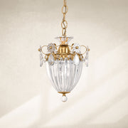 French retro all copper carved crystal Pendant light