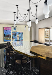 Modern Floating Pears-inspired Frosted Glass Chandelier for High-ceiling