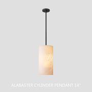 Hand Carved Alabaster Cylinder Pendant Light