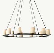 Pauillac Round Chandelier White Fabric 48'',Modern Chandelier