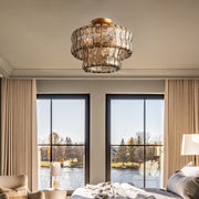 Amor 2-Tier Glass Ghiaccio Round Flushmount 18