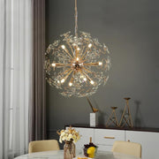 Golden Faceted Crystal Petal Dandelion Chandelier 24