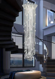Extra Large Light Luxury Stairwell Crystal Tassel Chandelier for Staircase/High Floor Hall/Loft