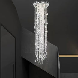 Extra Large Light Luxury Stairwell Crystal Tassel Chandelier for Staircase/High Floor Hall/Loft