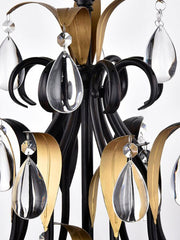 Large European-Style Iron Cascading Candle and Crystal Chandelier