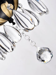 Large European-Style Iron Cascading Candle and Crystal Chandelier