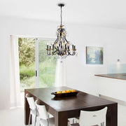 Large European-Style Iron Cascading Candle and Crystal Chandelier