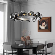 Nordic Minimalist Glass Circle Art Chandelier