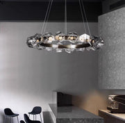 Nordic Minimalist Glass Circle Art Chandelier