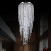 Extra Large Flush Mount Crystal Tassel Chandelier for Living Room/High-Ceiling Room/Foyer