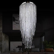 Extra Large Flush Mount Crystal Tassel Chandelier for Living Room/High-Ceiling Room/Foyer