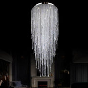 Extra Large Flush Mount Crystal Tassel Chandelier for Living Room/High-Ceiling Room/Foyer