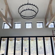 Filament Vintage Two-Tier Round Metal Chandelier Lighting 36