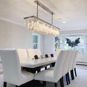 1920s Odeon Crystal Island Linear Chandelier Polished Nickel 49