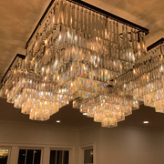 1920s Odeon Multi-Tier Crystal Square chandelier 34