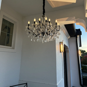 Rococo Iron & Crystal Round Chandelier 33''