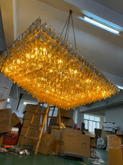 Chiaray Glass Tiered Rectangular Chandelier 74