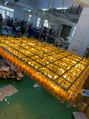 Chiaray Glass Tiered Rectangular Chandelier 74