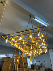 Chiaray Glass Tiered Rectangular Chandelier 74