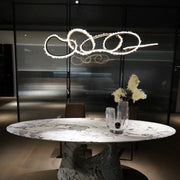 Mamie Rock Crystal 5 Rings Chandelier, Upscale Restaurants Lamp