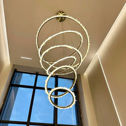 Mamie Multi Rings Rock Crystal Chandelier for Staircase