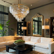 Marignans Tiered Round Glass Chandelier, Hanging Restaurant Dinning Chandelier Light