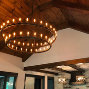 Filament Vintage Two-Tier Round Metal Chandelier Lighting 36