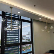 Sierra Glass Globe Modern Six-Arm Chandelier 55