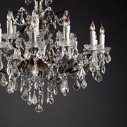 Rococo Iron & Crystal Round Chandelier 33''