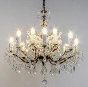 Rococo Iron & Crystal Round Chandelier 33''