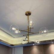 Sierra Glass Globe Modern Six-Arm Chandelier 55