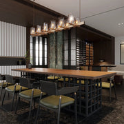 Pauillac Island Linear Chandelier Clear Glass for Kitchen