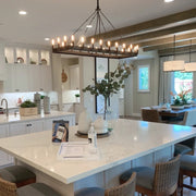 Filament Vintage Candelabra Rectangular Chandelier, Outdoor Linear Lamp